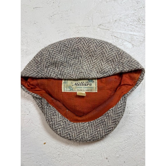 Millars Irish Wool Herringbone Tweed Flat Cap Hat Made in Ireland Men's - Picture 3 of 6